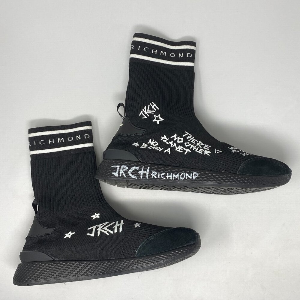 John Richmond Women's Sock Fit Hi Top Black Sneaker EU38